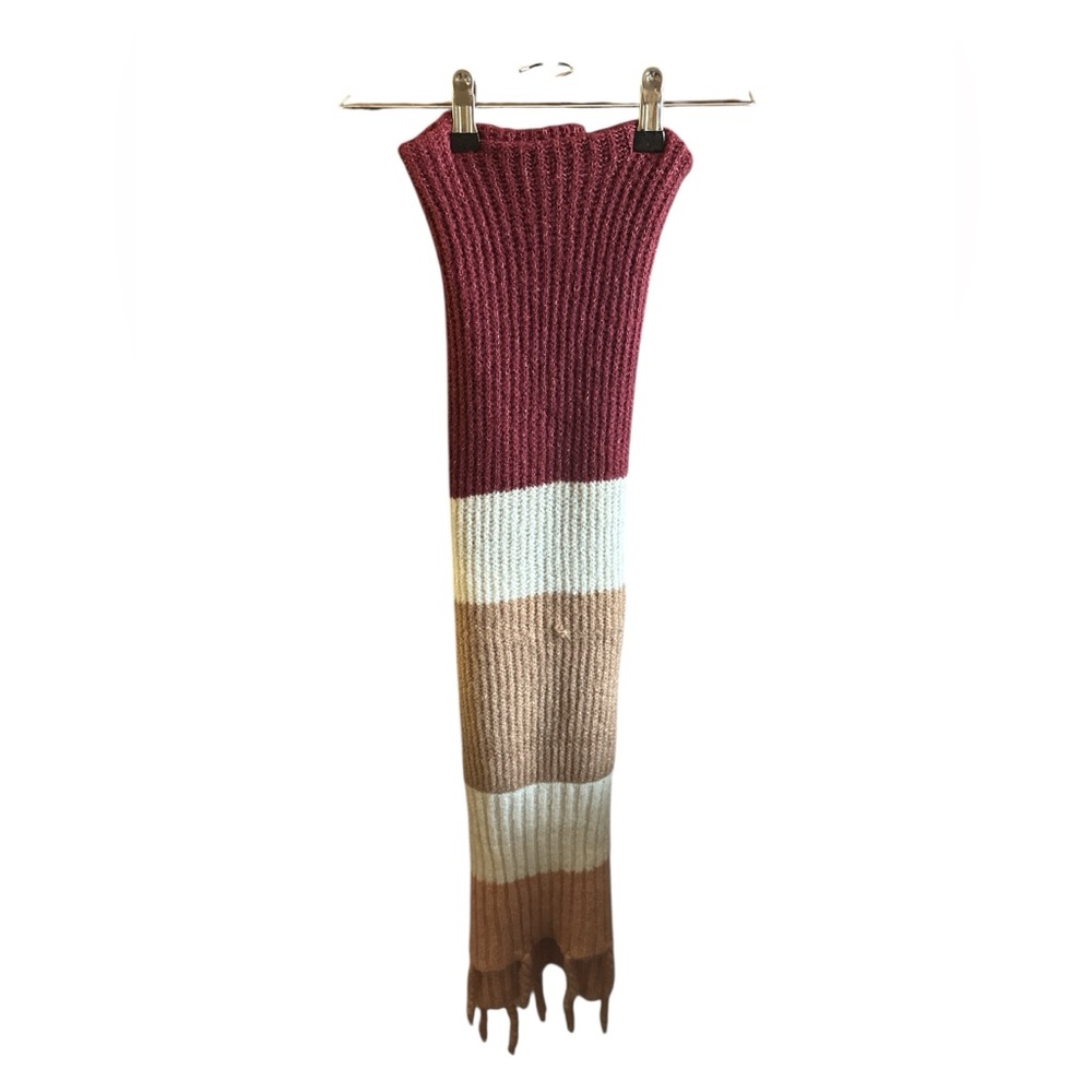Sonoma Striped Knit Scarf in Cream and Tan and Red Winter Warmth Accessories